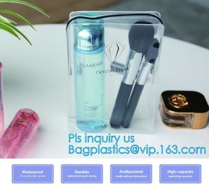 Cosmetic/ Makeup/ Toiletry Clear PVC Travel Wash Bag with handle, Cosmetic Gift Bags Tote Travel Makeup Bag for Zipper supplier