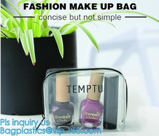Promotion reusable clear printed transparent zipping storage cosmetic toiletry pvc makeup bag for travel make up, handle supplier