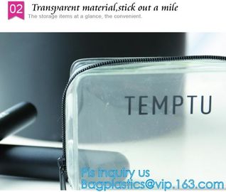 Promotion reusable clear printed transparent zipping storage cosmetic toiletry pvc makeup bag for travel make up, handle supplier