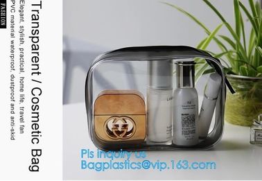Promotion reusable clear printed transparent zipping storage cosmetic toiletry pvc makeup bag for travel make up, handle supplier