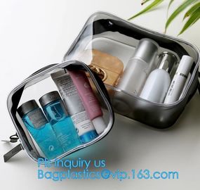 Promotion reusable clear printed transparent zipping storage cosmetic toiletry pvc makeup bag for travel make up, handle supplier
