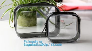 Promotion reusable clear printed transparent zipping storage cosmetic toiletry pvc makeup bag for travel make up, handle supplier