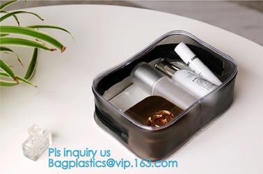Promotion reusable clear printed transparent zipping storage cosmetic toiletry pvc makeup bag for travel make up, handle supplier