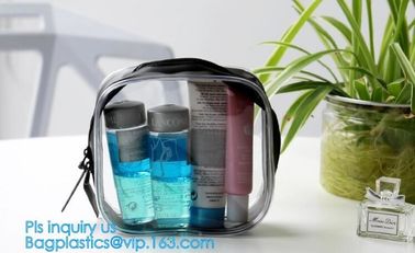 Promotion reusable clear printed transparent zipping storage cosmetic toiletry pvc makeup bag for travel make up, handle supplier