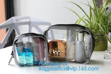 Promotion reusable clear printed transparent zipping storage cosmetic toiletry pvc makeup bag for travel make up, handle supplier
