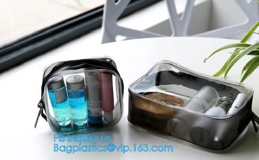Promotion reusable clear printed transparent zipping storage cosmetic toiletry pvc makeup bag for travel make up, handle supplier
