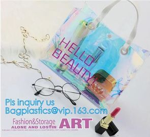 Summer Beach Bag Clear PVC Shoulder Bag new style, Fashion transparent jelly iridescent manufacturer clear shoulder purs supplier