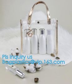 Custom Stadium Tote Bag Clear Shoulder PVC Bag with Zipper, pvc letter bucket bag clear transparent jelly shoulder tote supplier