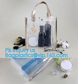 Custom Stadium Tote Bag Clear Shoulder PVC Bag with Zipper, pvc letter bucket bag clear transparent jelly shoulder tote supplier
