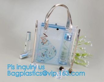 Custom Stadium Tote Bag Clear Shoulder PVC Bag with Zipper, pvc letter bucket bag clear transparent jelly shoulder tote supplier
