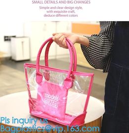 PVC tote shoulder bag for work and school, handle bag with long shoulder strap waterproof clear pvc tote bag, PVC Women supplier