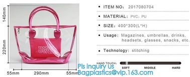 PVC tote shoulder bag for work and school, handle bag with long shoulder strap waterproof clear pvc tote bag, PVC Women supplier