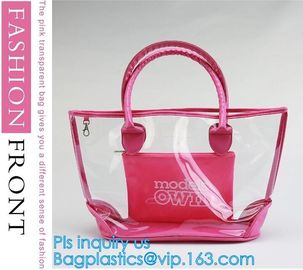 PVC tote shoulder bag for work and school, handle bag with long shoulder strap waterproof clear pvc tote bag, PVC Women supplier