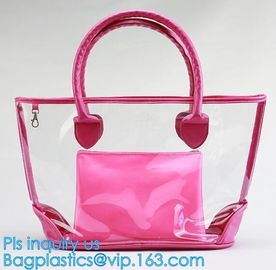 PVC tote shoulder bag for work and school, handle bag with long shoulder strap waterproof clear pvc tote bag, PVC Women supplier
