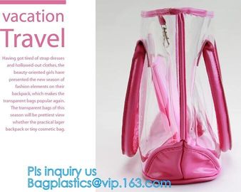 PVC tote shoulder bag for work and school, handle bag with long shoulder strap waterproof clear pvc tote bag, PVC Women supplier