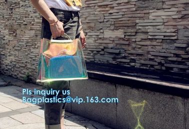 top quality transparent pvc clear handbag, PVC Handbags Custom 2pcs in 1 Set Promotional Handbags, ZIPPER tote with colo supplier