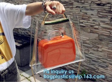 top quality transparent pvc clear handbag, PVC Handbags Custom 2pcs in 1 Set Promotional Handbags, ZIPPER tote with colo supplier