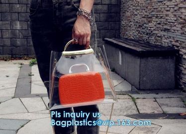 customized clear pvc tote bag handbag, Trendy Lady Handbags with Zipper Handle Shoulder Tote Bag, Envelope Clutch Bag Ha supplier