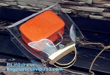 top quality transparent pvc clear handbag, PVC Handbags Custom 2pcs in 1 Set Promotional Handbags, ZIPPER tote with colo supplier