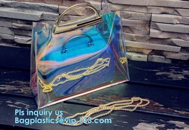 top quality transparent pvc clear handbag, PVC Handbags Custom 2pcs in 1 Set Promotional Handbags, ZIPPER tote with colo supplier