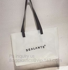 Semi-clear Tote Bags Stripe PVC Shoulder Bag with Pouch, PVC PU Trendy Handbag Shoulder Bag Beach Bag, PVC shoulder bag supplier