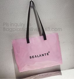 Semi-clear Tote Bags Stripe PVC Shoulder Bag with Pouch, PVC PU Trendy Handbag Shoulder Bag Beach Bag, PVC shoulder bag supplier