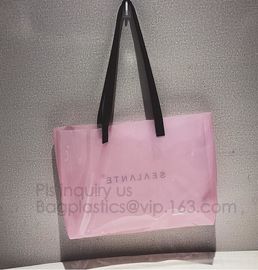 Semi-clear Tote Bags Stripe PVC Shoulder Bag with Pouch, PVC PU Trendy Handbag Shoulder Bag Beach Bag, PVC shoulder bag supplier