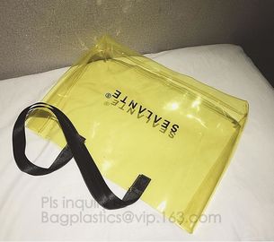 Semi-clear Tote Bags Stripe PVC Shoulder Bag with Pouch, PVC PU Trendy Handbag Shoulder Bag Beach Bag, PVC shoulder bag supplier