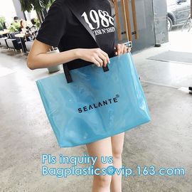 Semi-clear Tote Bags Stripe PVC Shoulder Bag with Pouch, PVC PU Trendy Handbag Shoulder Bag Beach Bag, PVC shoulder bag supplier