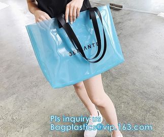 Semi-clear Tote Bags Stripe PVC Shoulder Bag with Pouch, PVC PU Trendy Handbag Shoulder Bag Beach Bag, PVC shoulder bag supplier