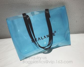 pvc transparent zipper bikini cosmetic bag, tote lady waterproof PVC swimming transparent beach bag, beach bag swimming supplier