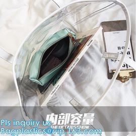 PVC bags clear lady cosmetic bag, transparent waterproof pvc cheap beach bags, Women's Casual Canvas Tote Bags Shoulder supplier