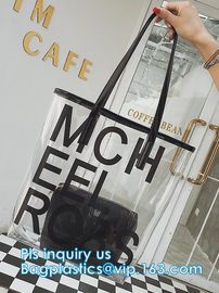 PVC bags clear lady cosmetic bag, transparent waterproof pvc cheap beach bags, Women's Casual Canvas Tote Bags Shoulder supplier