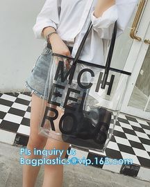 PVC bags clear lady cosmetic bag, transparent waterproof pvc cheap beach bags, Women's Casual Canvas Tote Bags Shoulder supplier