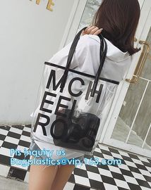 PVC bags clear lady cosmetic bag, transparent waterproof pvc cheap beach bags, Women's Casual Canvas Tote Bags Shoulder supplier