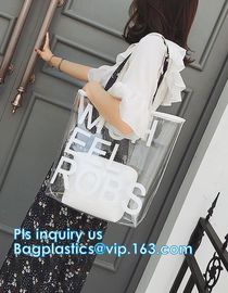 PVC bags clear lady cosmetic bag, transparent waterproof pvc cheap beach bags, Women's Casual Canvas Tote Bags Shoulder supplier