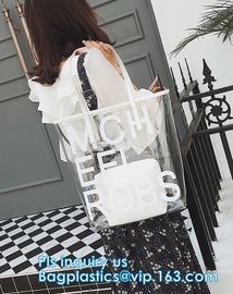 PVC bags clear lady cosmetic bag, transparent waterproof pvc cheap beach bags, Women's Casual Canvas Tote Bags Shoulder supplier