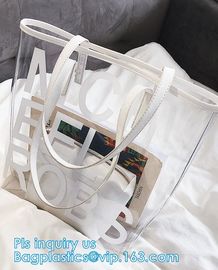 PVC bags clear lady cosmetic bag, transparent waterproof pvc cheap beach bags, Women's Casual Canvas Tote Bags Shoulder supplier