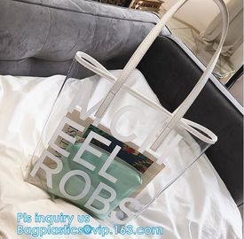 PVC bags clear lady cosmetic bag, transparent waterproof pvc cheap beach bags, Women's Casual Canvas Tote Bags Shoulder supplier