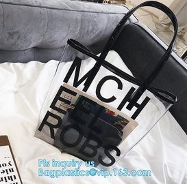 PVC bags clear lady cosmetic bag, transparent waterproof pvc cheap beach bags, Women's Casual Canvas Tote Bags Shoulder supplier