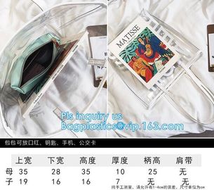 PVC bags clear lady cosmetic bag, transparent waterproof pvc cheap beach bags, Women's Casual Canvas Tote Bags Shoulder supplier