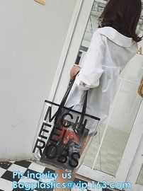 Makeup Bag with Shoulder Strap Pro Round Bag, rope handle clear Transparent tote bag, stadium clear vinyl pvc zipper bag supplier