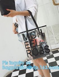 Makeup Bag with Shoulder Strap Pro Round Bag, rope handle clear Transparent tote bag, stadium clear vinyl pvc zipper bag supplier