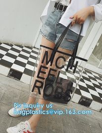 Makeup Bag with Shoulder Strap Pro Round Bag, rope handle clear Transparent tote bag, stadium clear vinyl pvc zipper bag supplier