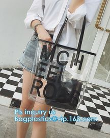 Makeup Bag with Shoulder Strap Pro Round Bag, rope handle clear Transparent tote bag, stadium clear vinyl pvc zipper bag supplier