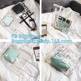 Makeup Bag with Shoulder Strap Pro Round Bag, rope handle clear Transparent tote bag, stadium clear vinyl pvc zipper bag supplier