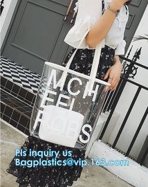 Makeup Bag with Shoulder Strap Pro Round Bag, rope handle clear Transparent tote bag, stadium clear vinyl pvc zipper bag supplier