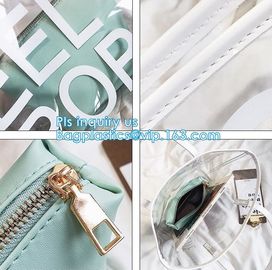 Handbag Organizer Shoulder Bag, beauty PVC beach tote bag, Beach Shoulder Bag with Small Cosmetic bag, make up eco iride supplier