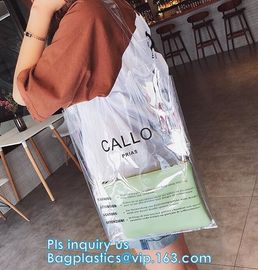 Fashion Transparent Bag In Bag Shoulder Bag, OEM Beach bag, traveling bag pvc bag lady hand bag shopping bag hand bag wo supplier