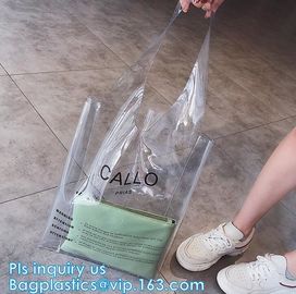 Custom Transparent Gift Pvc Tote Shopping Bag, reflective pvc shopping women's bag, shinny PVC harrods shopping bag, pac supplier